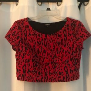 Red leopard crop top